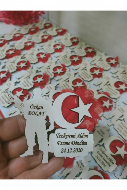 Asker Magnet 25 Adet Krem Ahşap Asker Uğurlaması,asker Karşılaması,tezkere,asker Mevlüdü