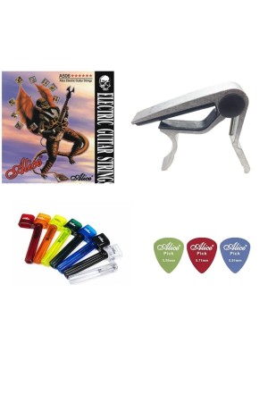 Kapo+ Alice Marka Elektro Gitar Teli+ 3 Adet Pena+ Burgu Çevirici