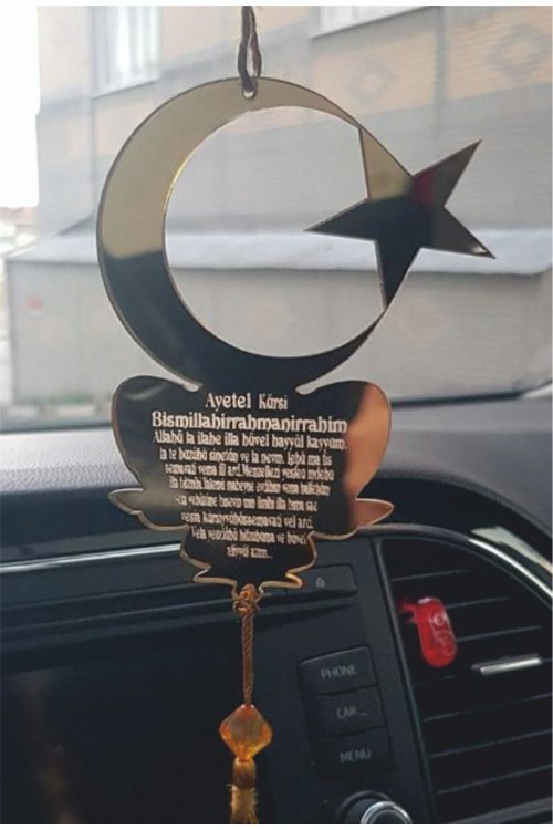 Pleksi Çift Taraflı Araba Süsü Ayyıldız Dualı Desenli Dikiz Aynası Süsü Pleksi Çift Taraflı Araba Süsü Ayyıldız Dualı Desenli Dikiz Aynası Süsü