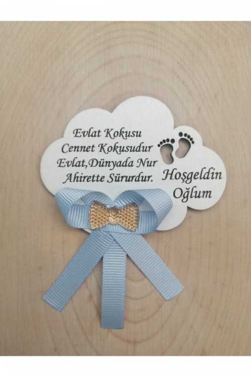 Bebek Doğum Magneti Hediyelik Bulut Modeli Beyaz Ahşap( 20 Adet)