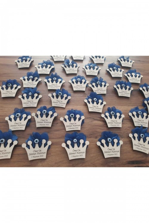 Taçlı Ahşap Sünnet Magnet 25 Adet