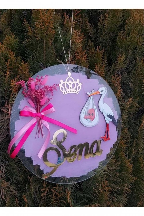 Şeffaf Boyalı Bebek Çocuk Kapı Süsü (30x30)
