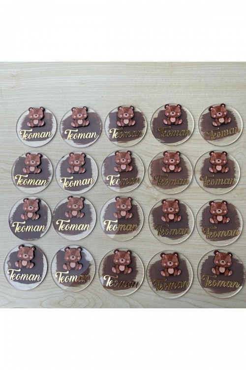 Kahverengi ayıcıklı boyalı pleksi bebek hediyelik magnet (20 adet) Kahverengi ayıcıklı boyalı pleksi bebek hediyelik magnet (20 adet)