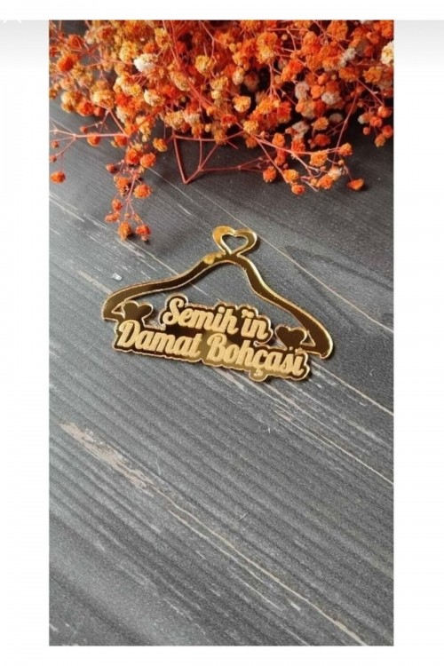 İsimli Damat Bohça Süsü Gold Renk 4 Adet