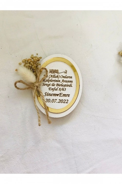 20 Adet Kişiye Özel Magnet Kuruçiçekli Düğün,nikah,nişan,söz,kına Hediyelikleri
