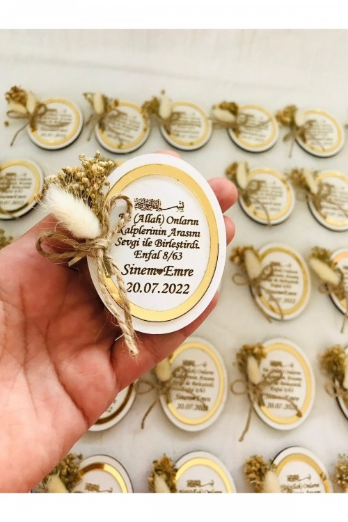 20 Adet Kişiye Özel Magnet Kuruçiçekli Düğün,nikah,nişan,söz,kına Hediyelikleri