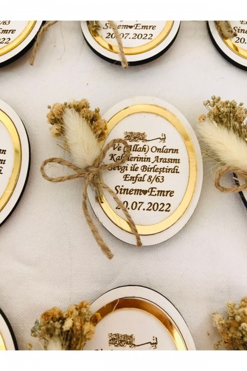 20 Adet Kişiye Özel Magnet Kuruçiçekli Düğün,nikah,nişan,söz,kına Hediyelikleri
