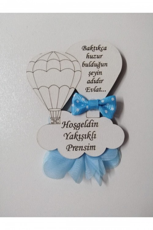 20 Adet Bebek Magneti Hediyelik Doğum Doğum Günü Magneti Beyaz Ahşap