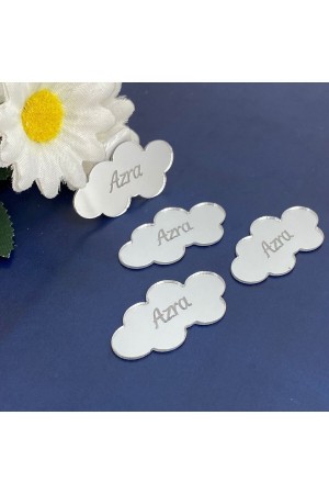 Bulut Model - Gümüş Renk Pleksi Yapışkanlı Bebek Hediyelik - 30 Adet