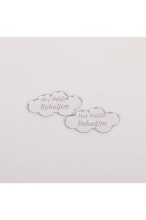 Bulut Model - Gümüş Renk Pleksi Yapışkanlı Bebek Hediyelik - 30 Adet