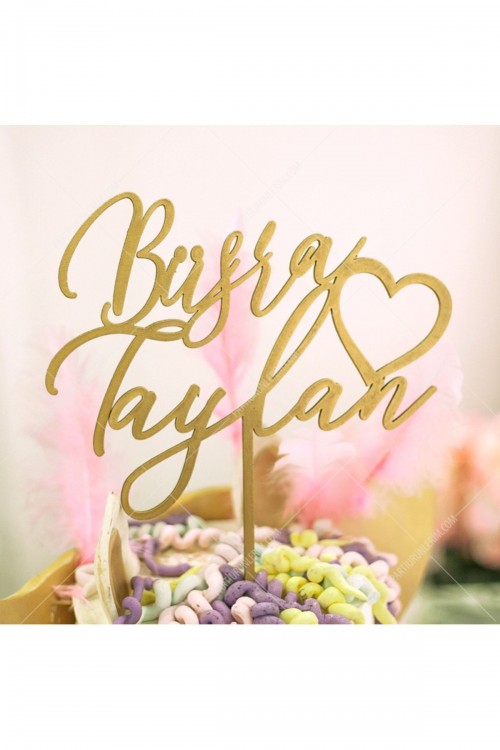 Pasta Çubuğu Kişiye Özel İsimli Pasta Süsü Söz-nişan-nikah Pleksi Ahşap