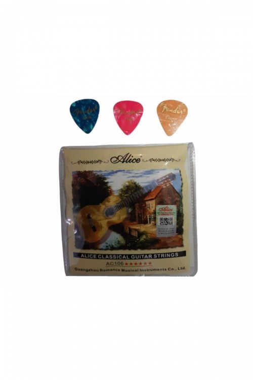 Ac106 Klasik Gitar Takım Tel Classical Guitar Strings + 3 Fender Pena