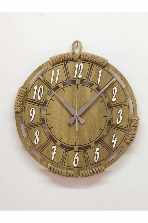Duvar Saati Hasır Örgülü Dekoratif