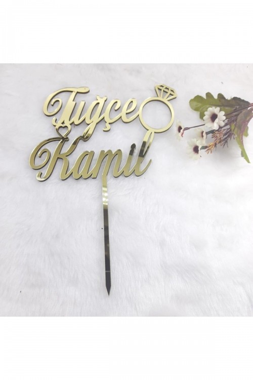 Pasta Süsü Pleksi Gold 15x15 Cm Cake Topper P1135s2330