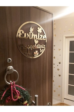 Lazer Dekoratif Kapı Süsü Gold Aynalı Pleksi 29x29cm