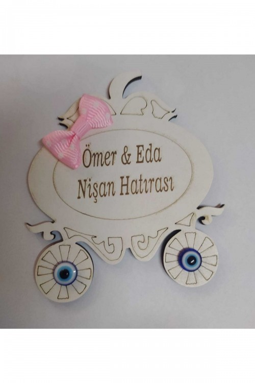 Ahşap Nişan Magnet 25 Adet Beyaz Ahşap