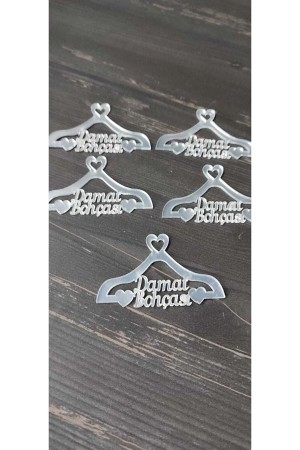 Damat Bohçası Yazısı Bohça Süsü Gümüş(5 Adet)
