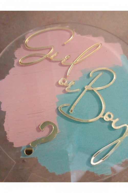 Girl Or Boy Cinsiyet Partisi Temalı Pleksi Pasta Süsü Cake Topper
