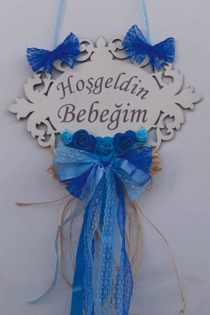 Hoşgeldin Bebeğim Yazılı Süslemeli Ahşap Kapı Süsü