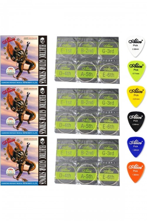 3 Paket A506 Elektro Gitar Tel Seti Ve Pena