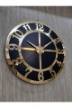 Lüks Tarz Duvar Saati Siyah Zemin Altın Sarısı Rakamlı Aynalı Pleksi 50x50 Cm Ofis Ve Ev Dekoru
