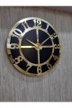 Lüks Tarz Duvar Saati Siyah Zemin Altın Sarısı Rakamlı Aynalı Pleksi 50x50 Cm Ofis Ve Ev Dekoru
