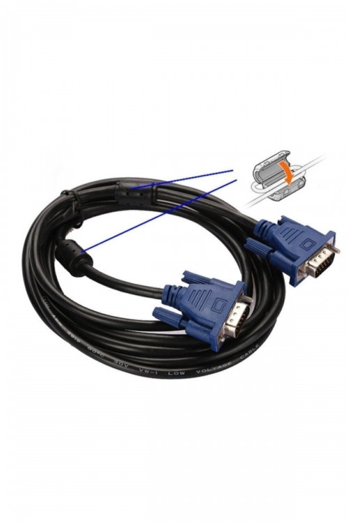 Vga Kablosu Ekran Lcd Monitör Projeksiyon Bağlantı Kablosu - Çift Filtreli - 1.5 Metre Vga Kablosu Ekran Lcd Monitör Projeksiyon Bağlantı Kablosu - Çift Filtreli - 1.5 Metre