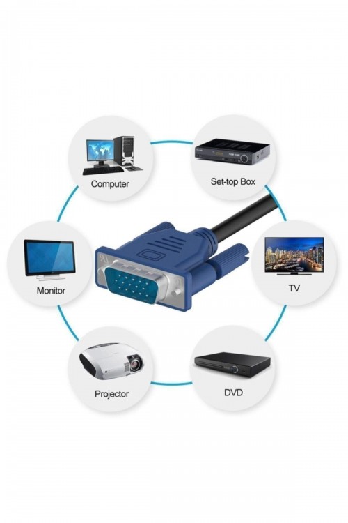 Vga Kablosu Ekran Lcd Monitör Projeksiyon Bağlantı Kablosu - Çift Filtreli - 1.5 Metre Vga Kablosu Ekran Lcd Monitör Projeksiyon Bağlantı Kablosu - Çift Filtreli - 1.5 Metre