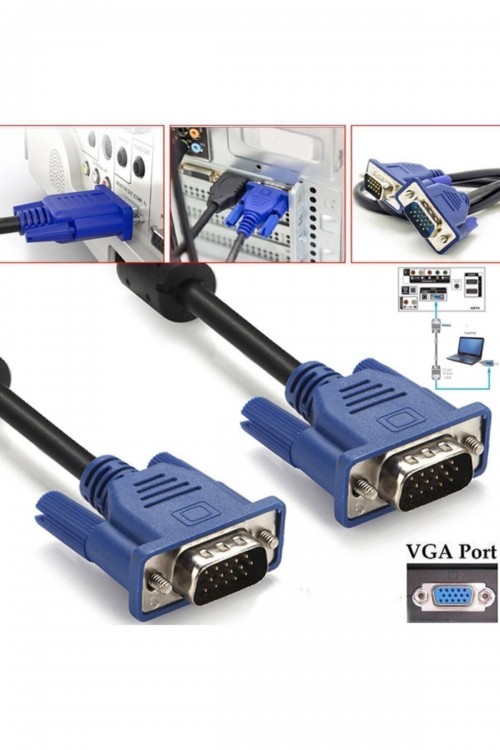 Vga Kablosu Ekran Lcd Monitör Projeksiyon Bağlantı Kablosu - Çift Filtreli - 1.5 Metre Vga Kablosu Ekran Lcd Monitör Projeksiyon Bağlantı Kablosu - Çift Filtreli - 1.5 Metre