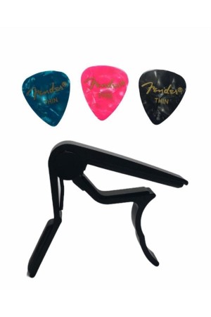 Gitar Ve Bağlama Kaposu Fc-75 Capo + 3 Adet Fender 351 Thin Picks Pena