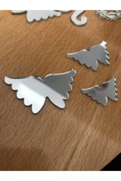 Melek Kanadı 5 Cm 20'li Paket Gümüş Ayna Pleksi Arkası Yapışkanlı
