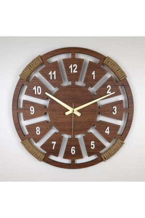 Ceviz Halatlı Dekoratif Ahşap Duvar Saati 50 cm Htsaat1012