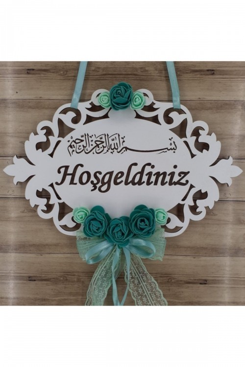 Besmele Hoşgeldiniz Ahşap Kapı Süsü