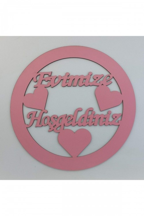 Pembe Renk Ahşap Kapı Süsü