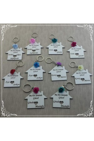 Çiftler Için Ev Şeklinde Isimli Anahtarlık 2 Adet